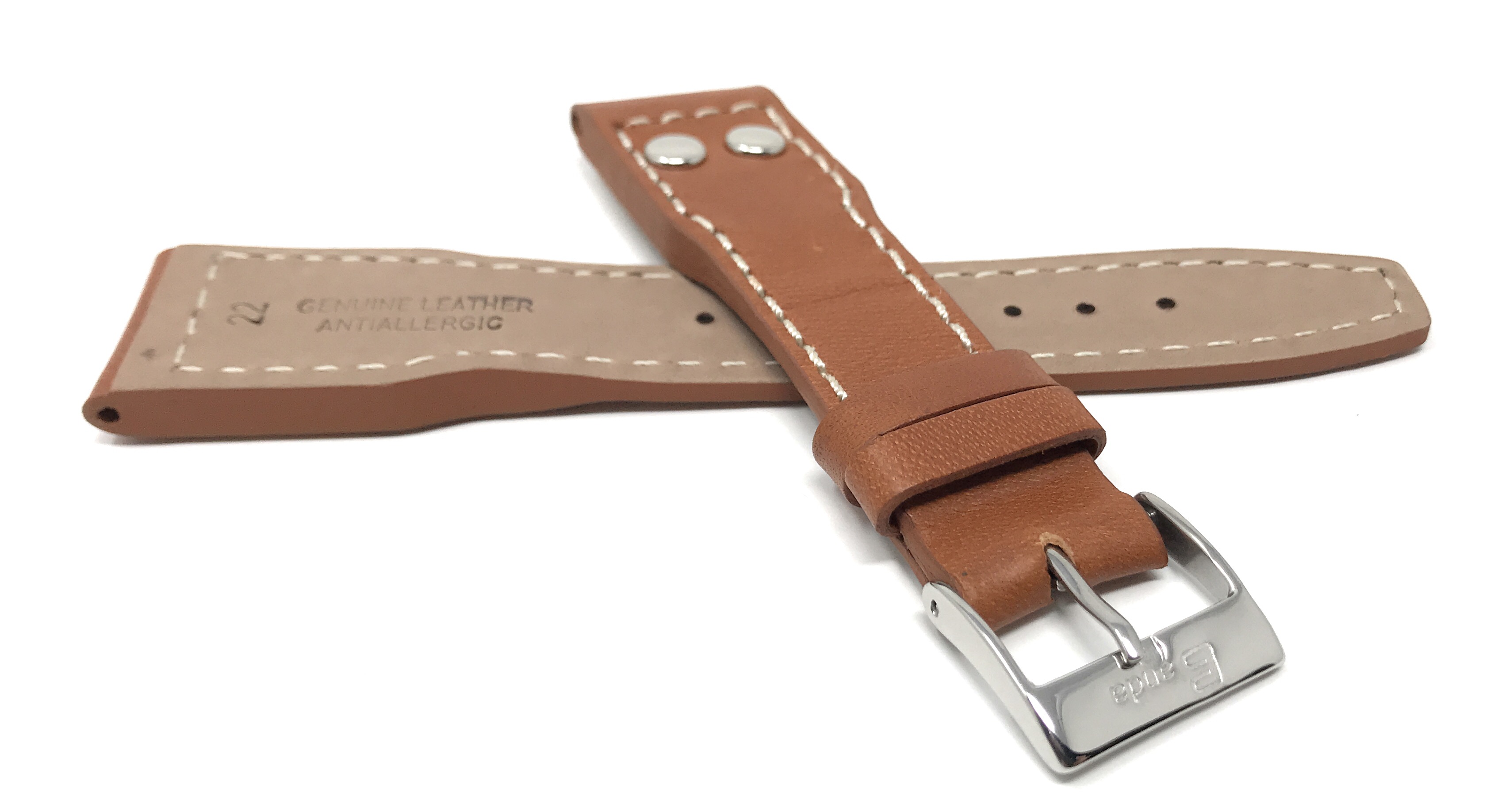 Bandini Leather Watch Band Strap W Rivets For IWC Big Pilot 18mm