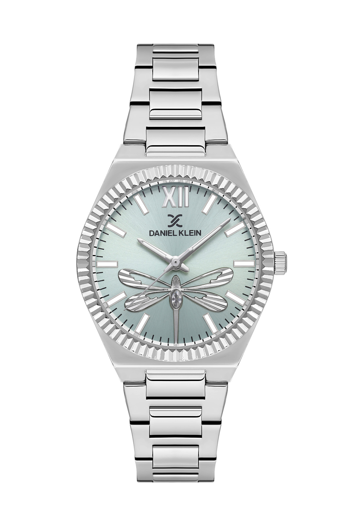 Daniel Klein 33mm Womens Metal Fluted Watch, Dragonfly Dial Steel Band - DK13712 - Picture 6 of 11