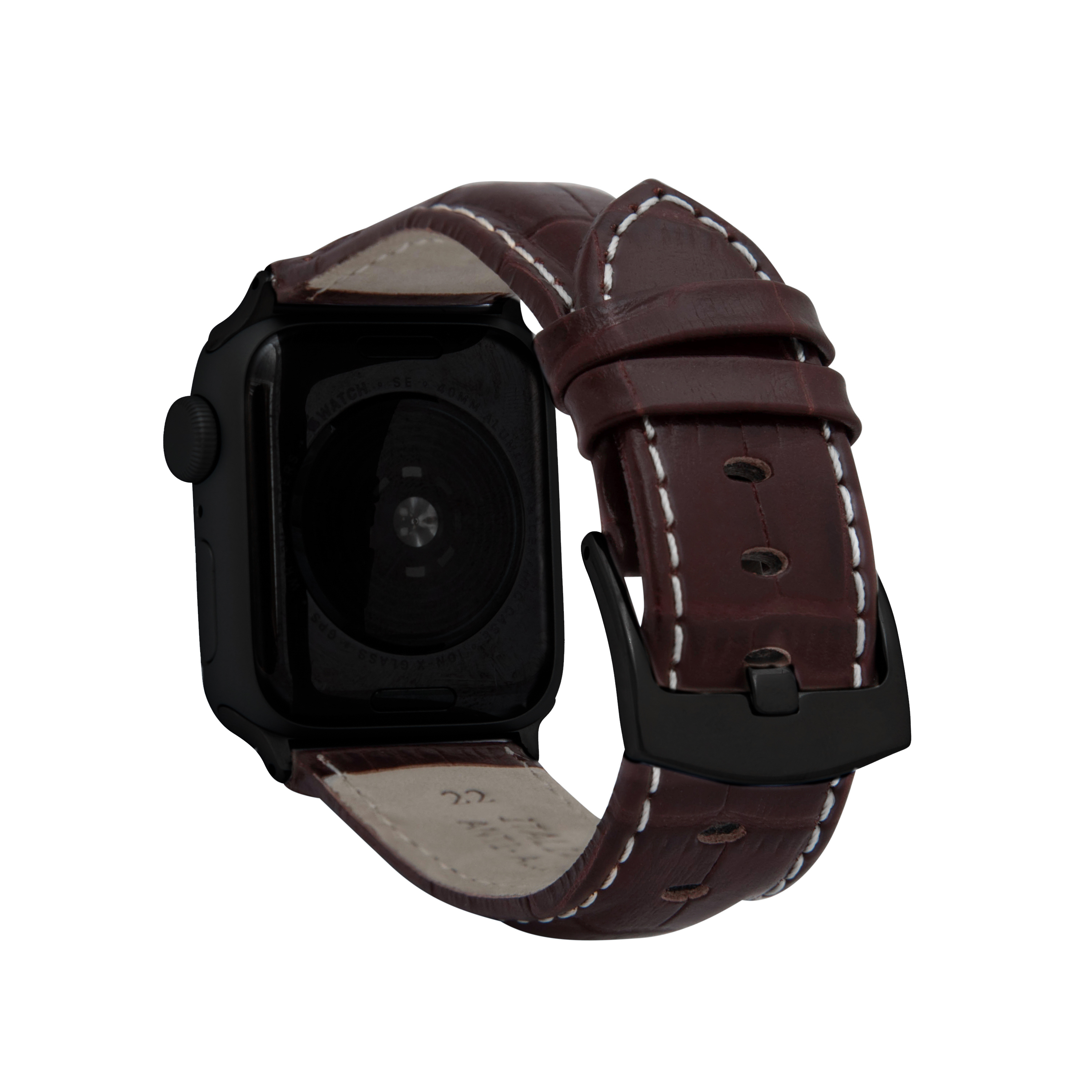 Mens Leather Strap, Alligator Pattern for Apple Watch Band 40mm Series 6 5 4 SE - Picture 24 of 35