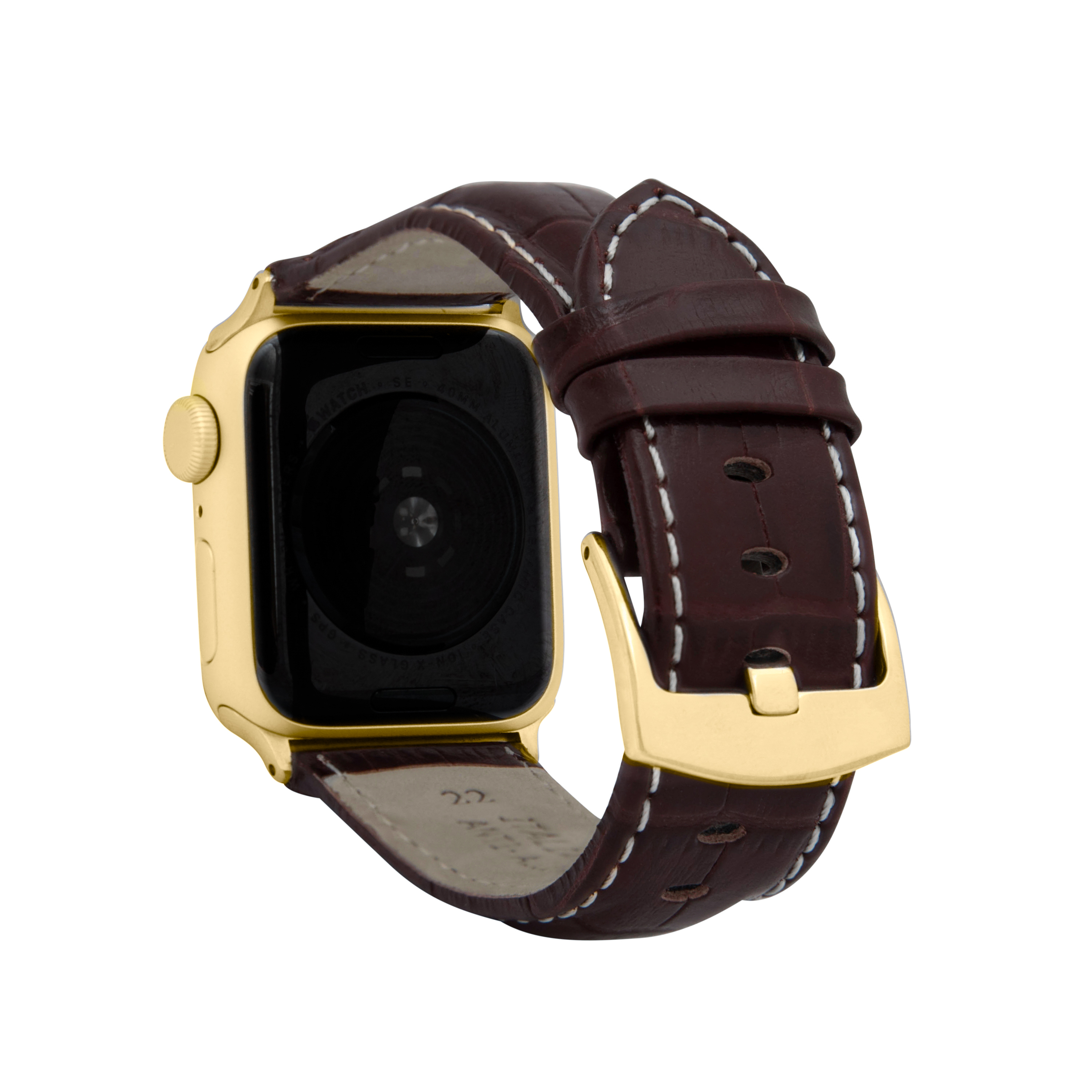 Mens Leather Strap, Alligator Pattern for Apple Watch Band 40mm Series 6 5 4 SE - Picture 25 of 35