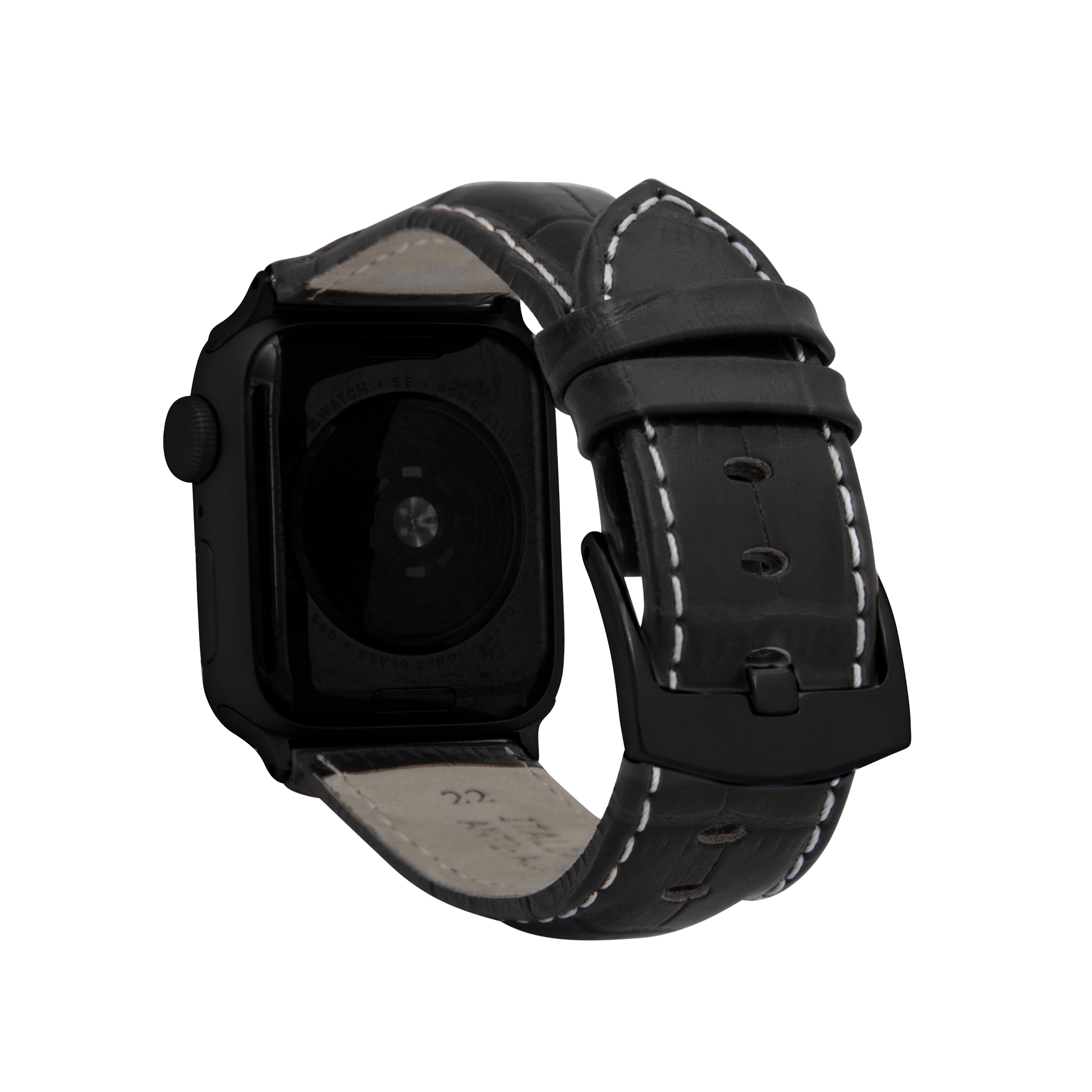Mens Leather Strap, Alligator Pattern for Apple Watch Band 40mm Series 6 5 4 SE - Picture 12 of 35