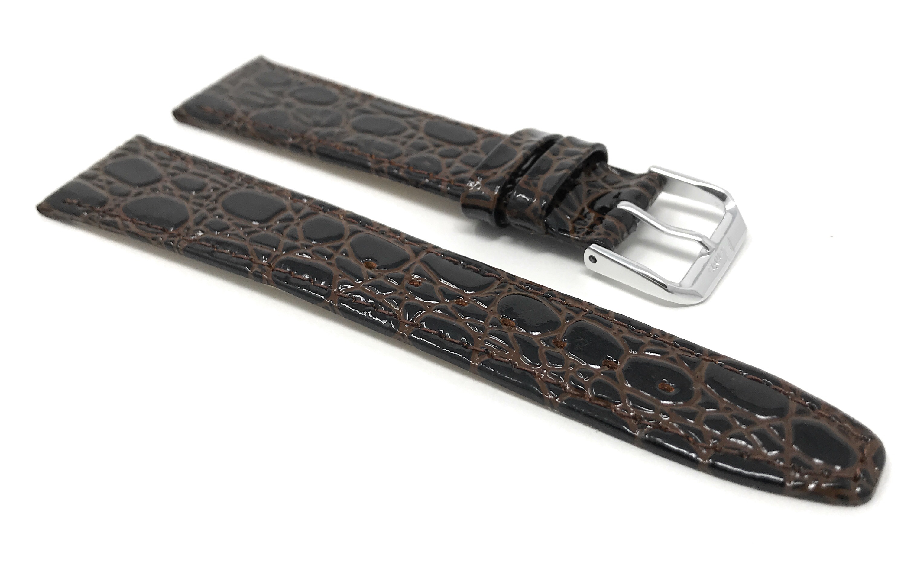 Bandini Watch Band, Leather Strap, Crocodile Pattern, 8mm - 20mm Extra Long Also