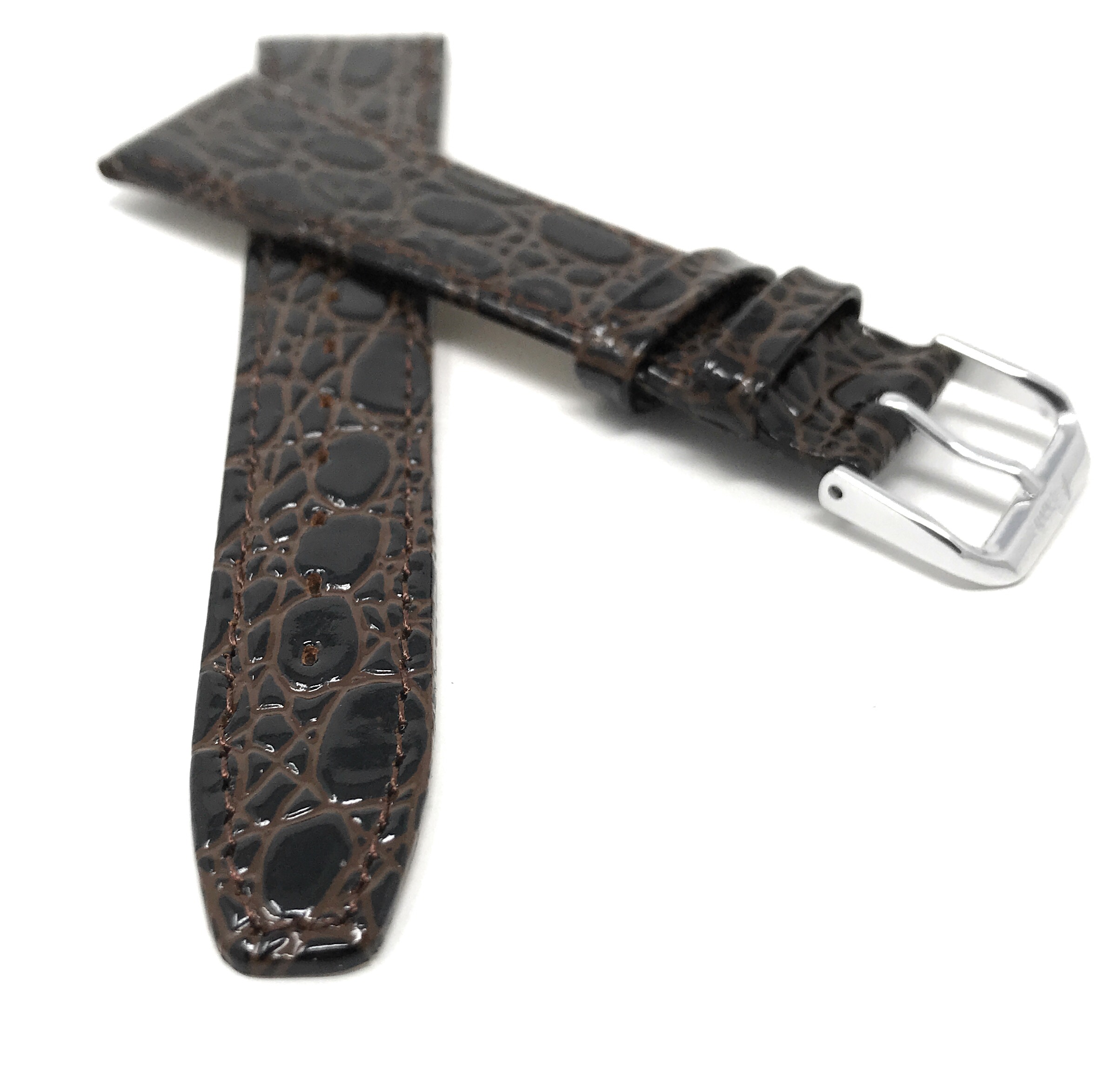 Bandini Watch Band, Leather Strap, Crocodile Pattern, 8mm - 20mm Extra Long Also