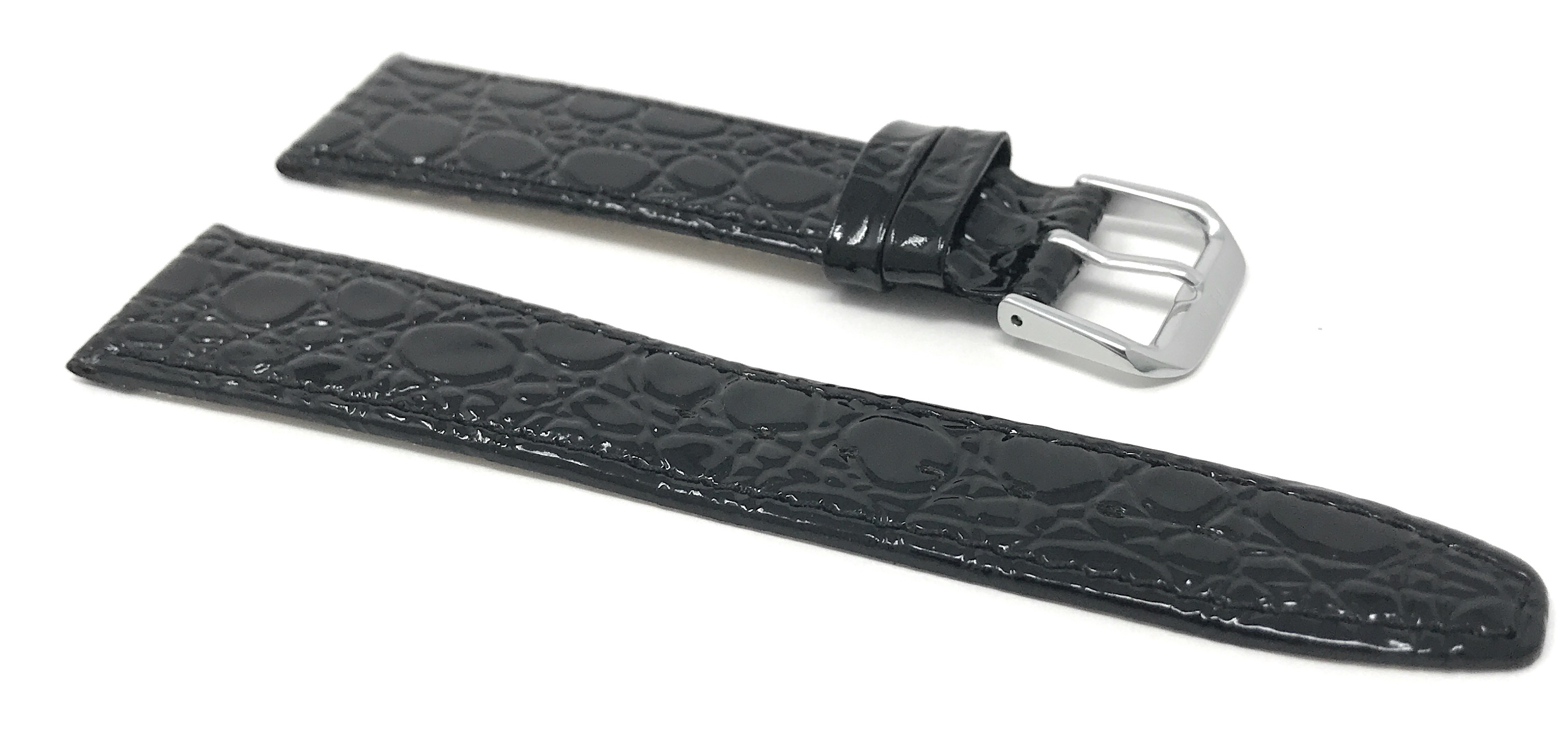 Bandini Watch Band, Leather Strap, Crocodile Pattern, 8mm - 20mm Extra Long Also