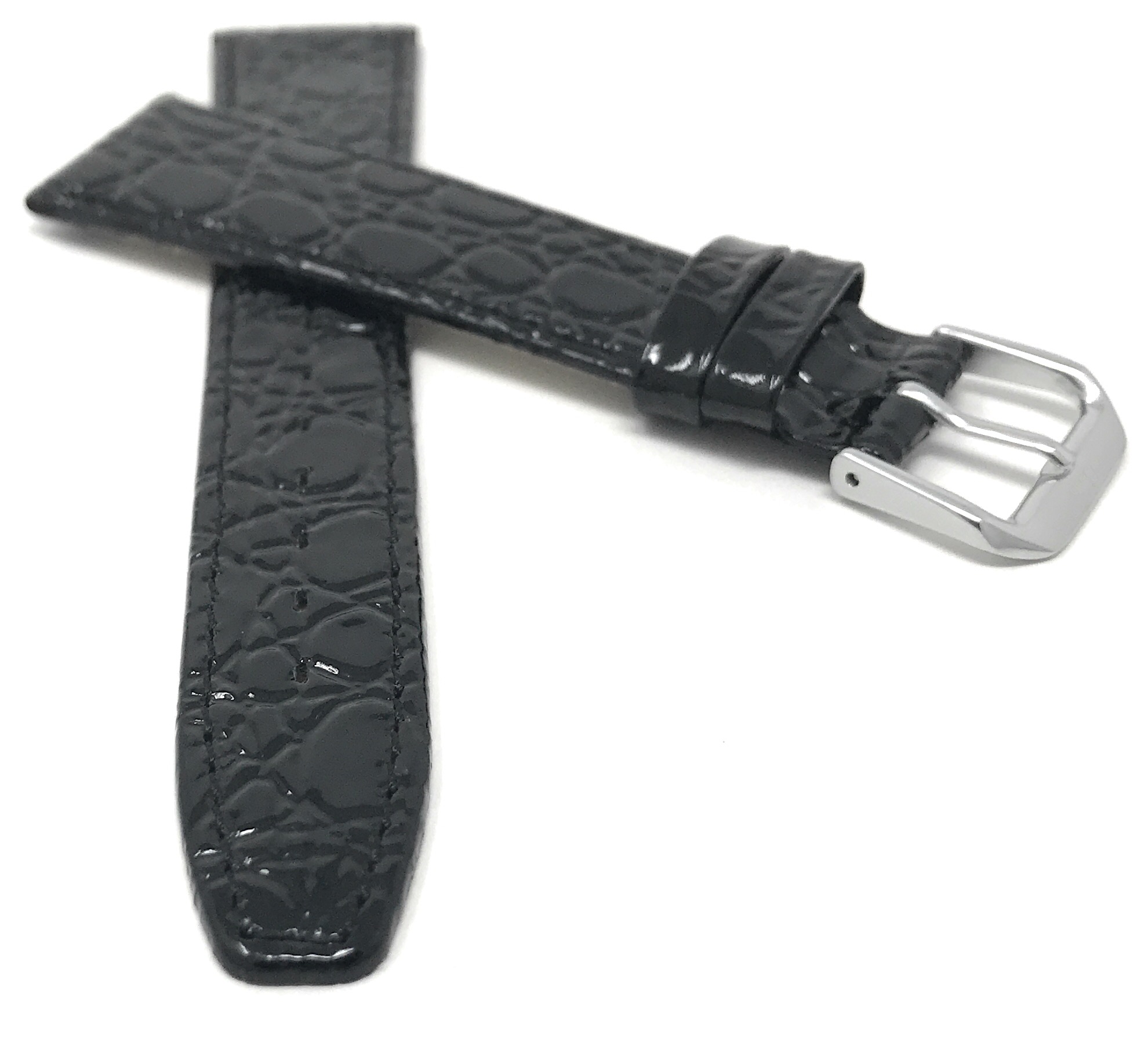 Bandini Watch Band, Leather Strap, Crocodile Pattern, 8mm - 20mm Extra Long Also