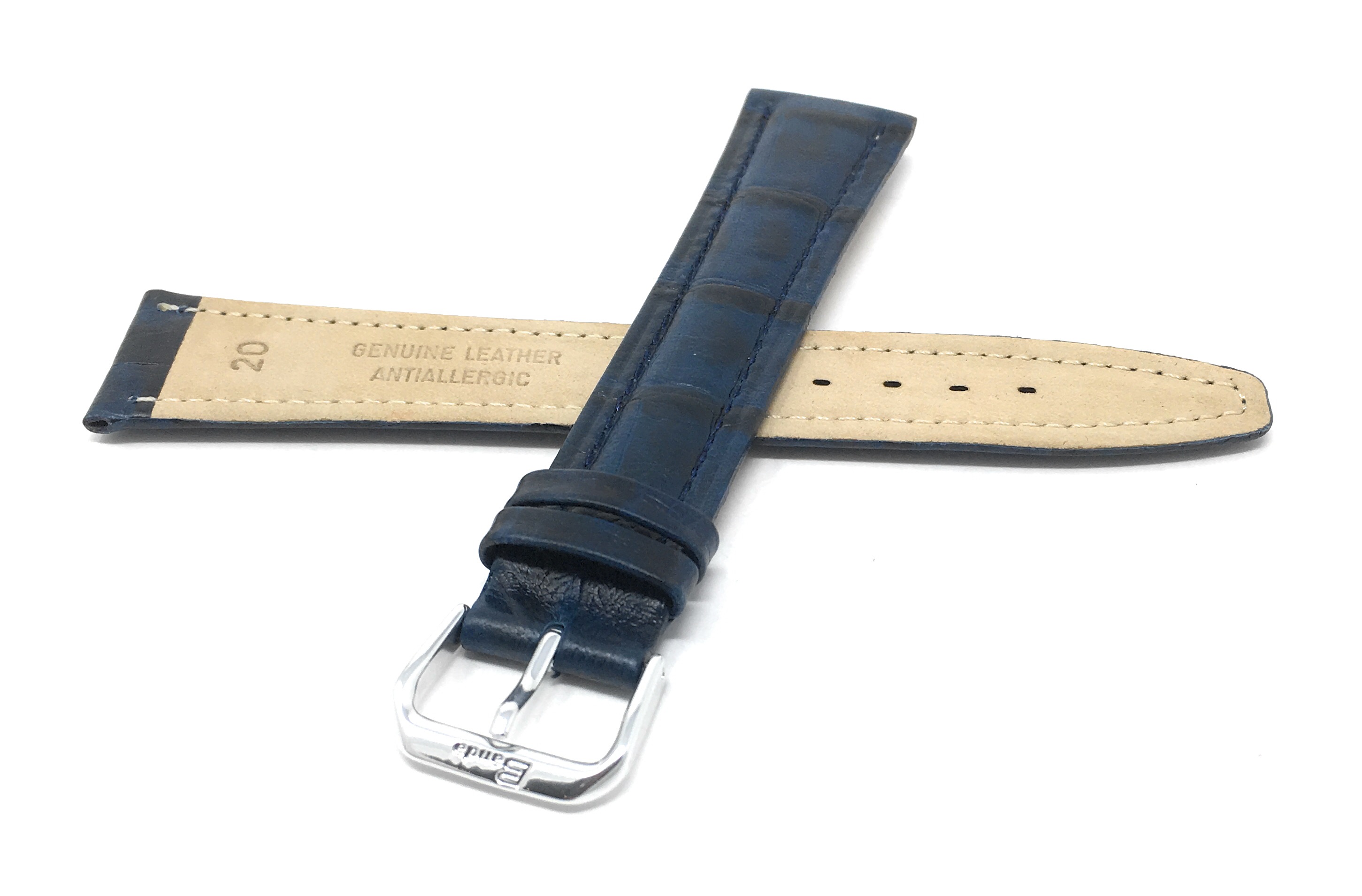 Bandini Extra Long Watch Band, Leather Strap, Alligator Pattern, 12mm - 20mm