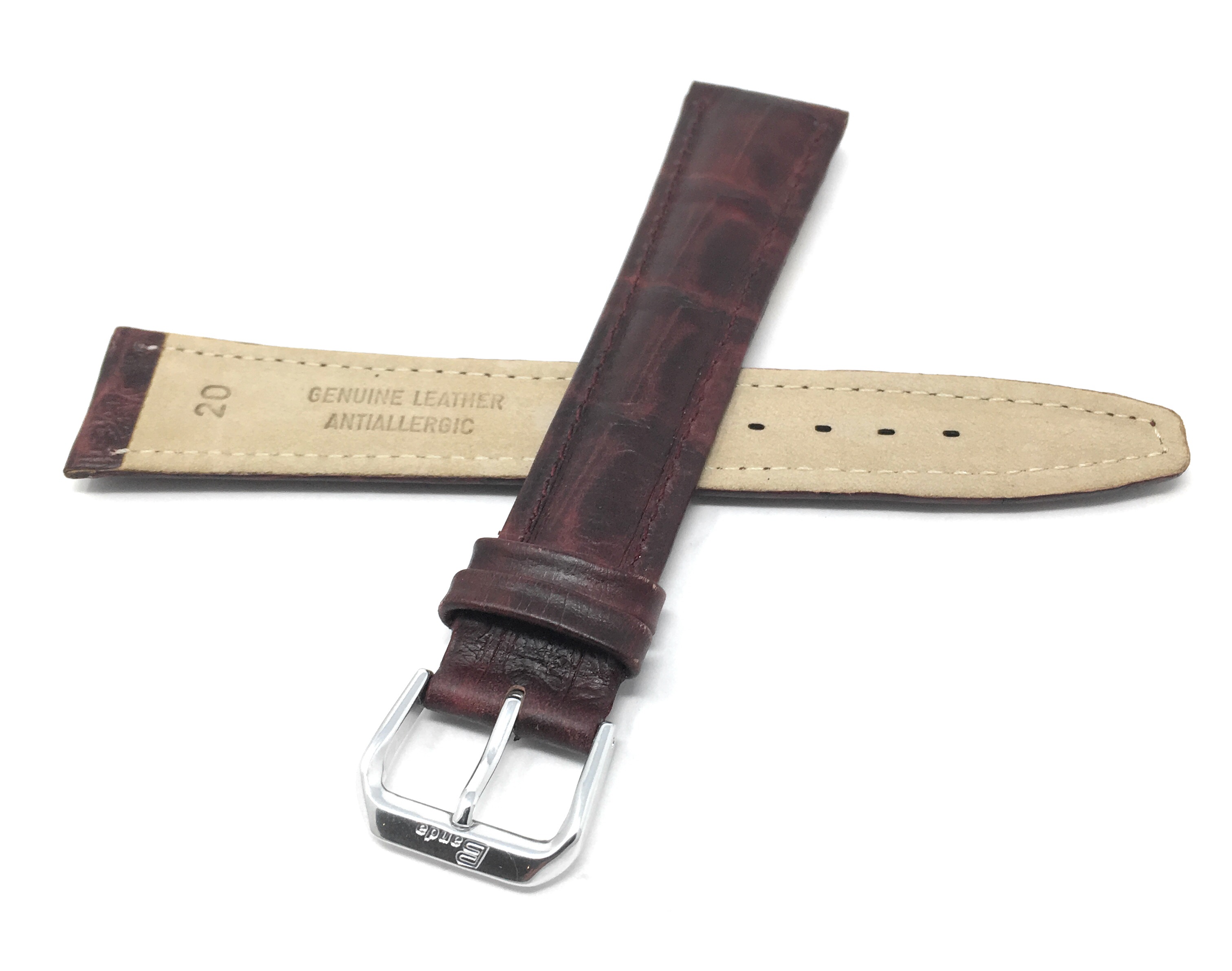 Bandini Extra Long Watch Band, Leather Strap, Alligator Pattern, 12mm - 20mm