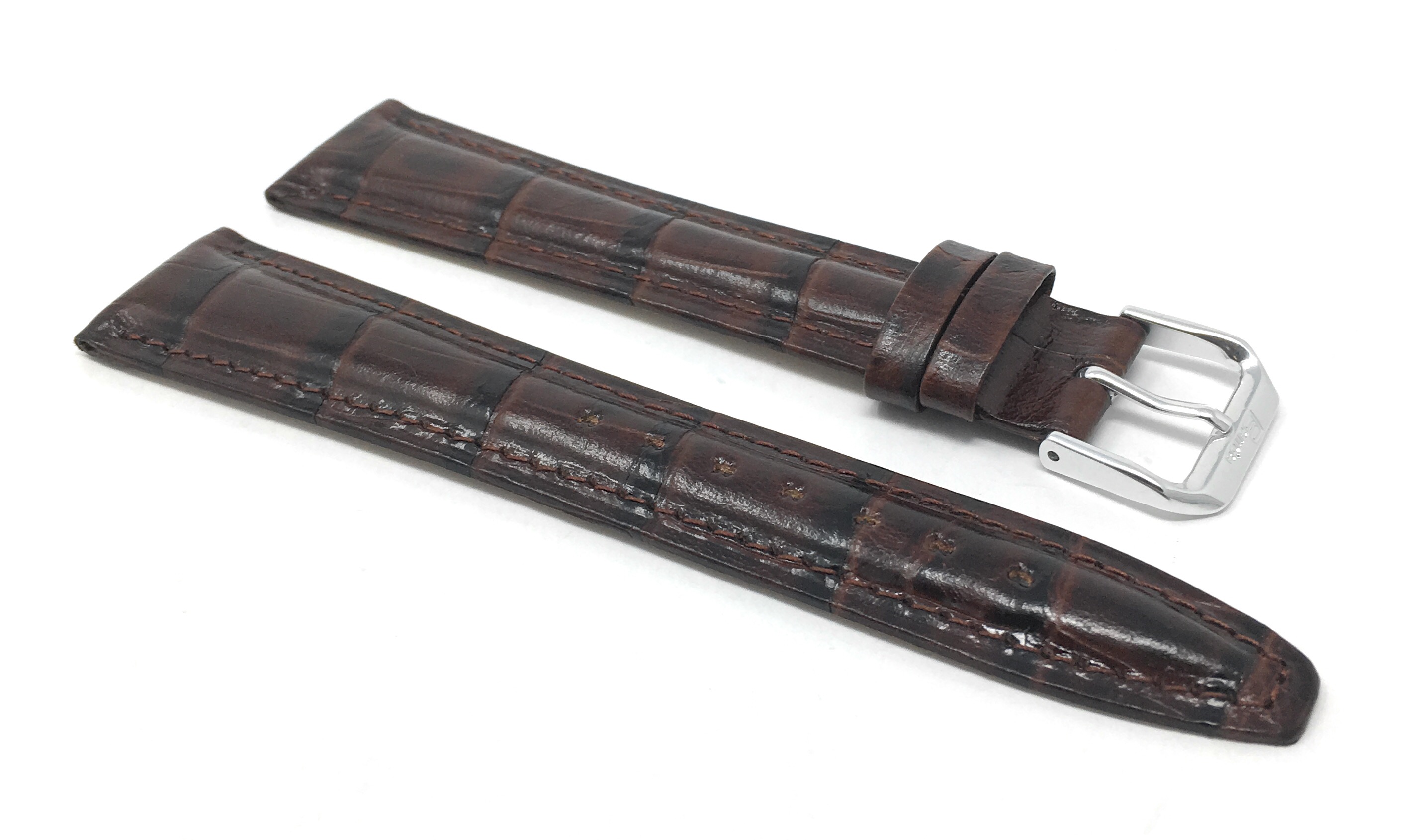 Bandini Extra Long Watch Band, Leather Strap, Alligator Pattern, 12mm - 20mm