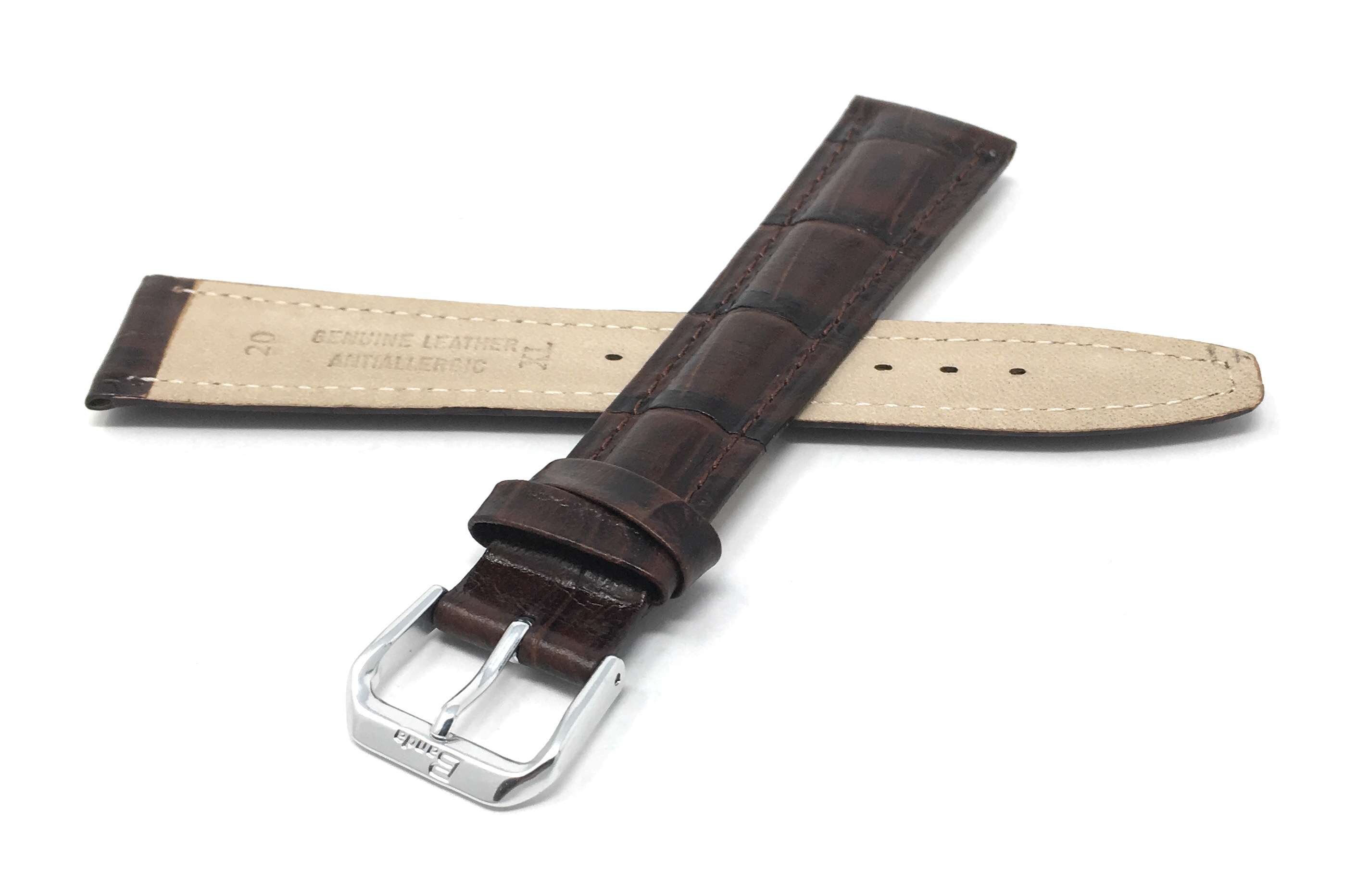 Bandini Extra Long Watch Band, Leather Strap, Alligator Pattern, 12mm ...