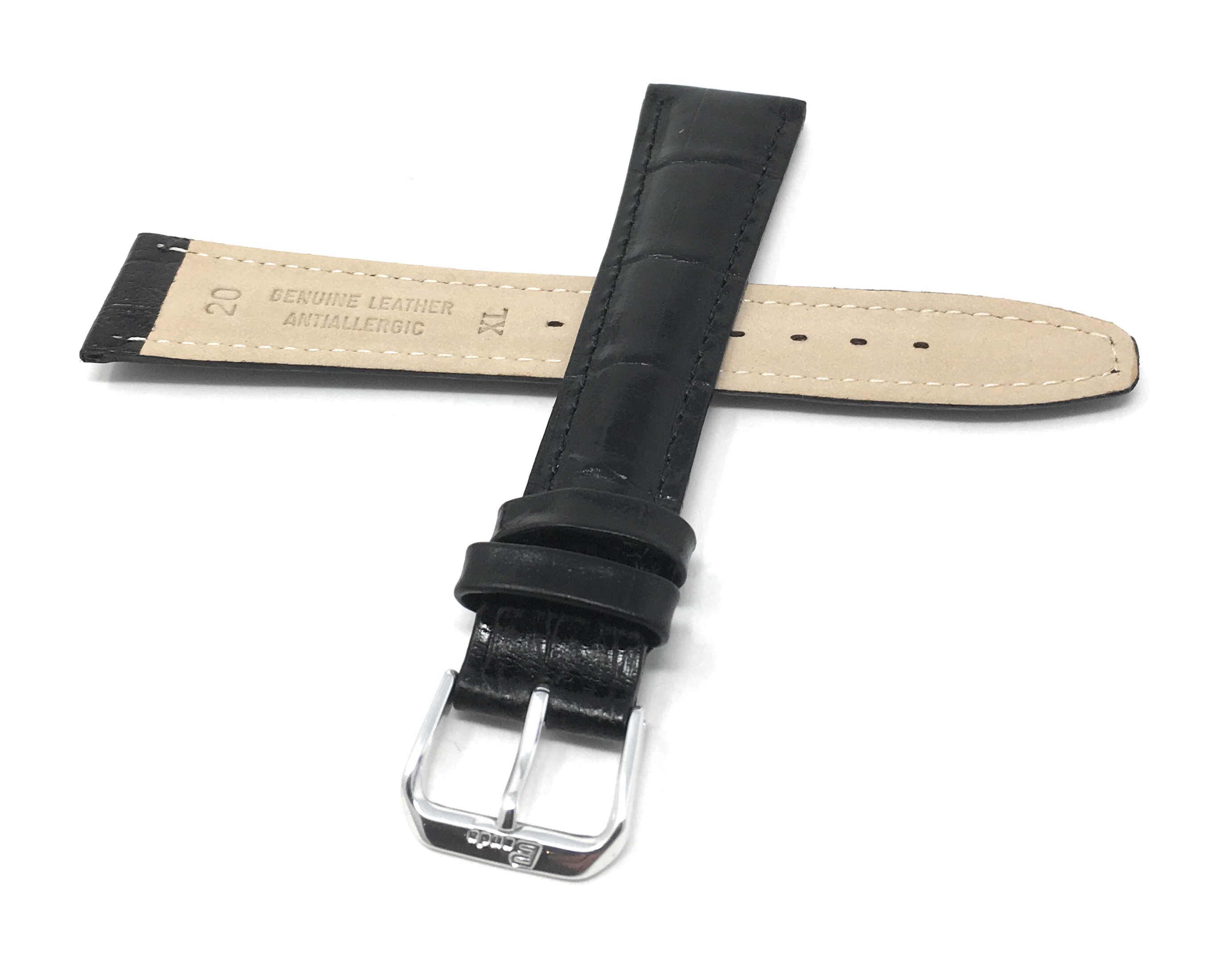 Bandini Extra Long Watch Band, Leather Strap, Alligator Pattern, 12mm - 20mm