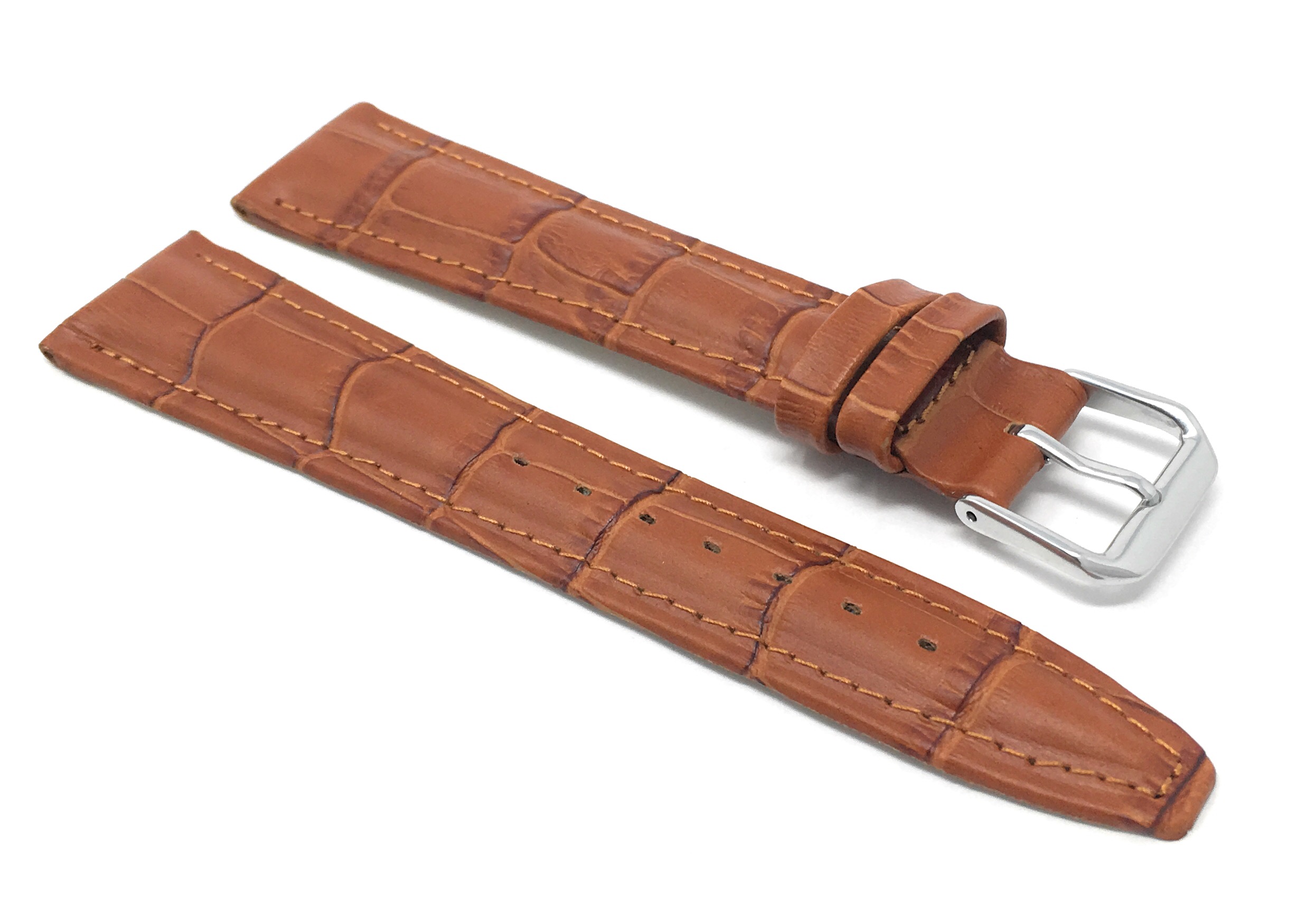 Bandini Extra Long Watch Band, Leather Strap, Alligator Pattern, 12mm - 20mm