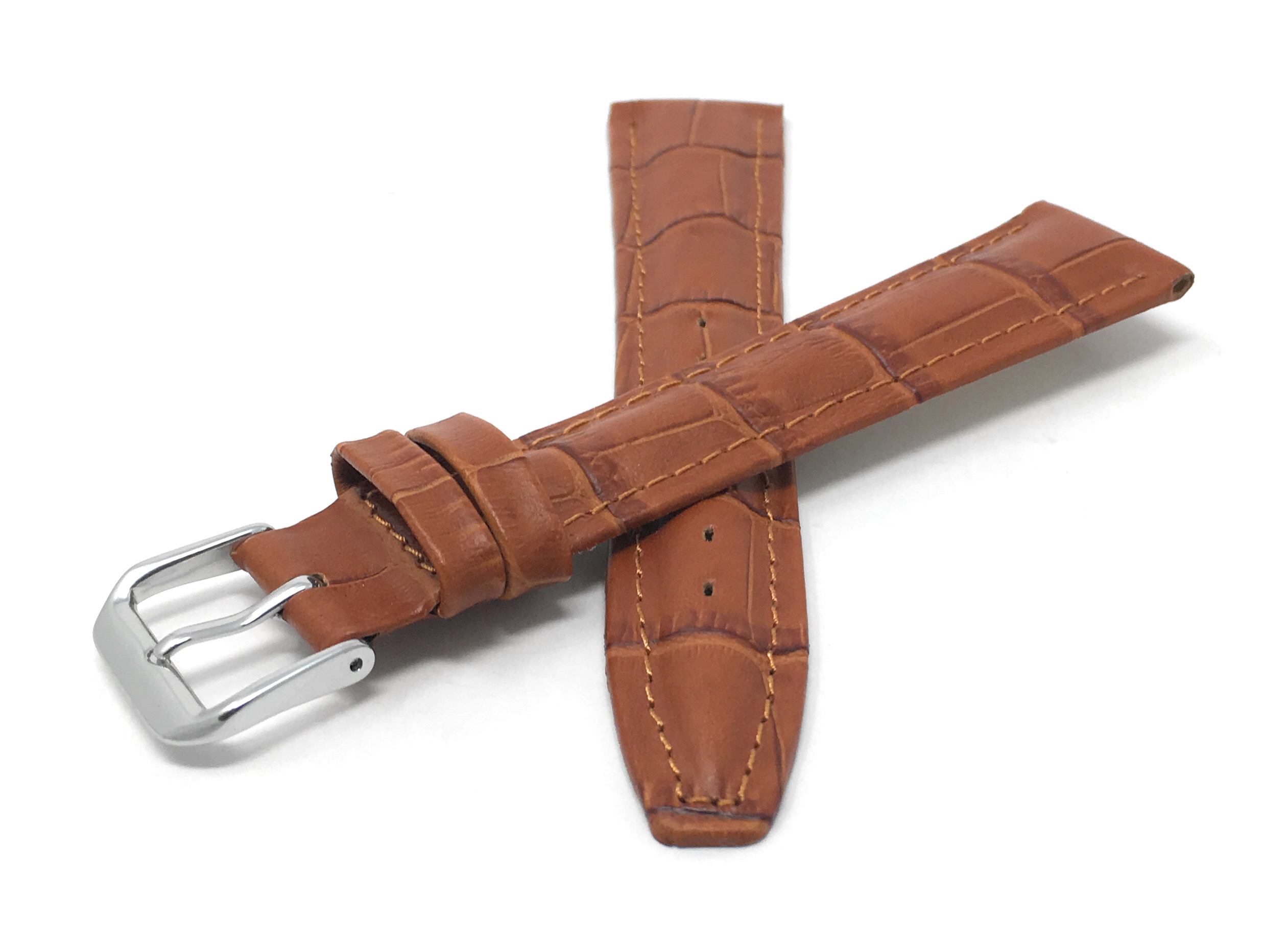 Bandini Extra Long Watch Band, Leather Strap, Alligator Pattern, 12mm - 20mm