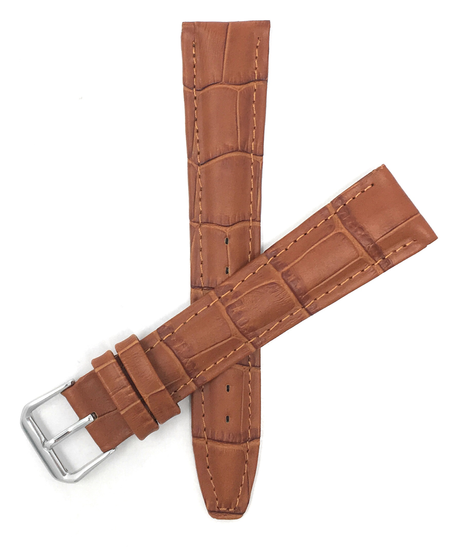 Bandini Extra Long Watch Band, Leather Strap, Alligator Pattern, 12mm - 20mm