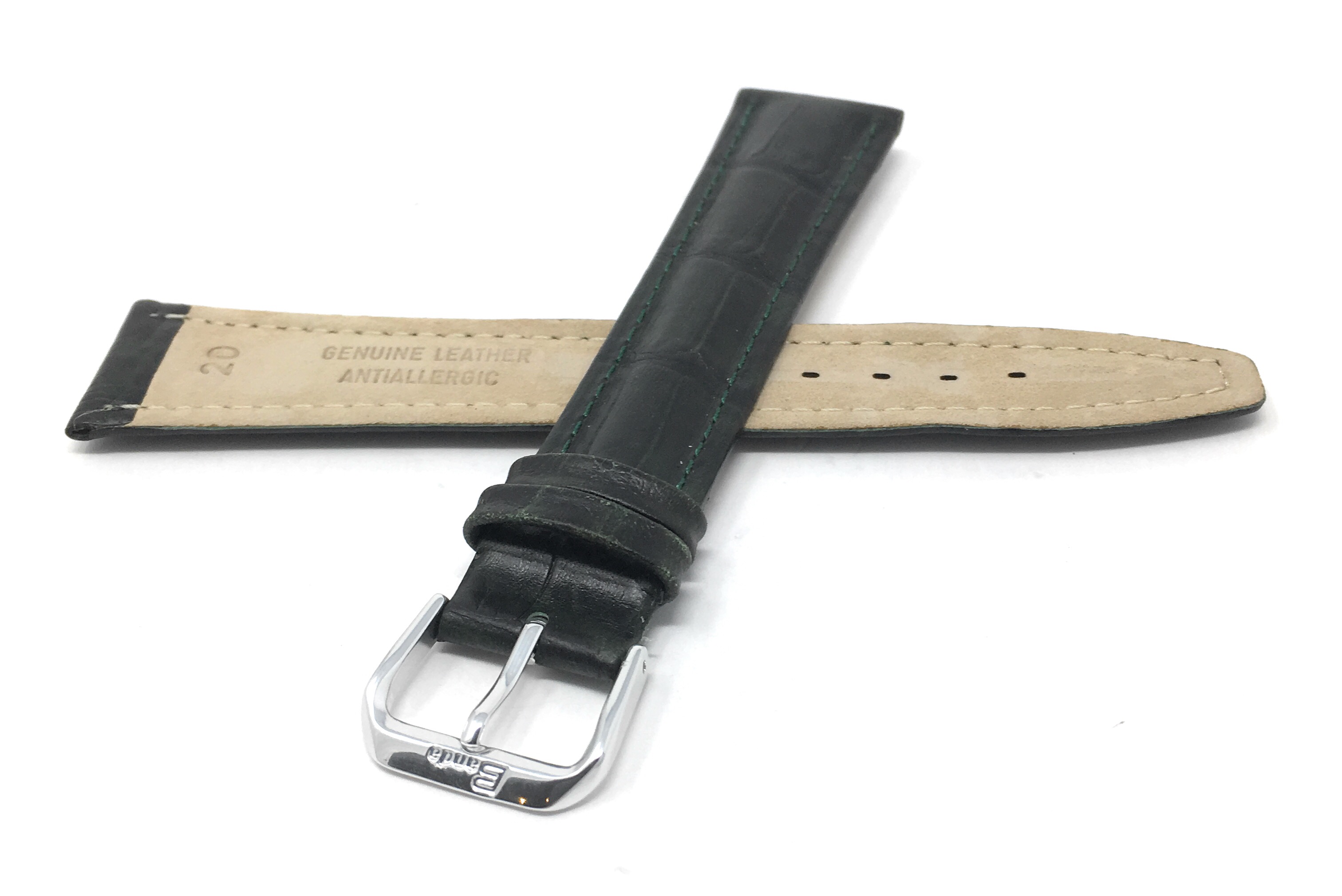 Bandini Extra Long Watch Band, Leather Strap, Alligator Pattern, 12mm - 20mm