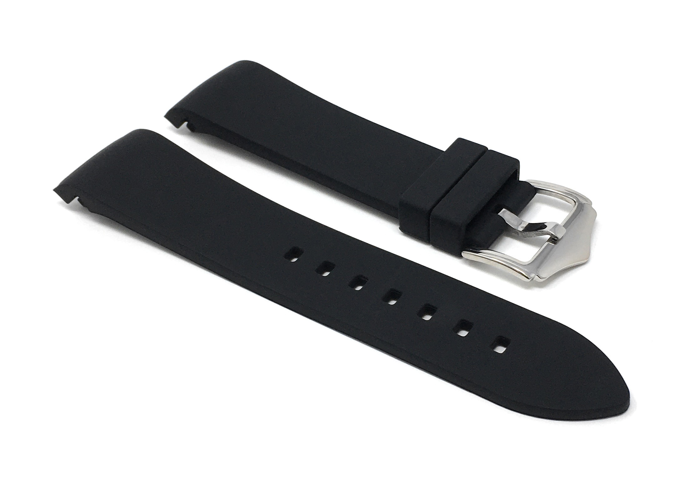 Bandini Curved End Silicone Watch Band, Rubber Strap, Many Colors 18mm